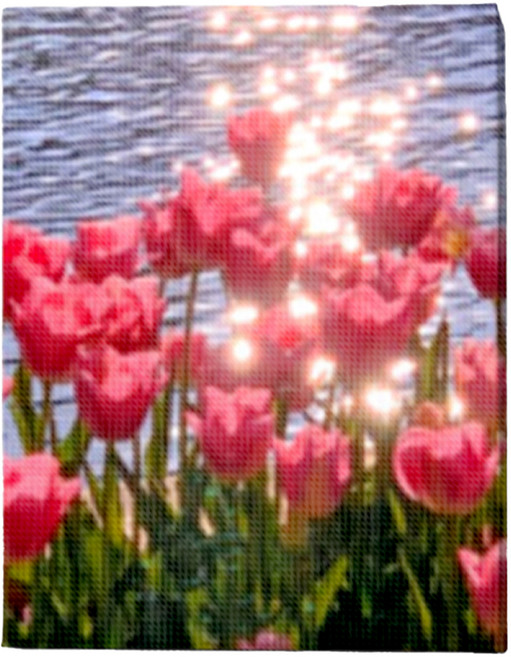 루아즈 보석십자수 DIY 키트 세트 패브릭형, 18 윤슬 속 튤립, 1세트