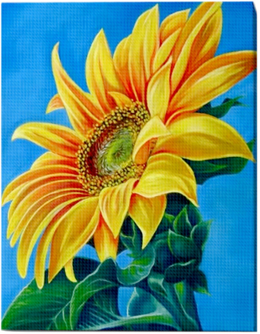 루아즈 보석십자수 DIY 키트 세트 패브릭형, 15 옐로우 바라기, 1세트