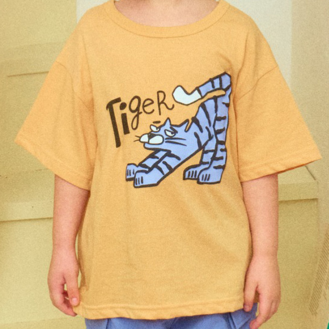 First Blue 兒童老虎發泡印花T恤