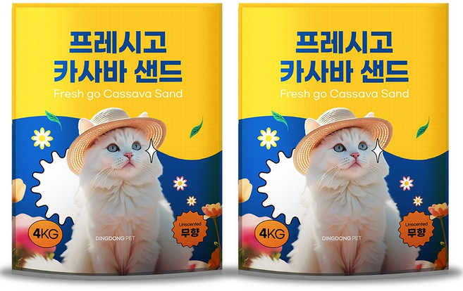 딩동펫 고양이 프레시고 카사바 모래, 4kg, 2개, 무향