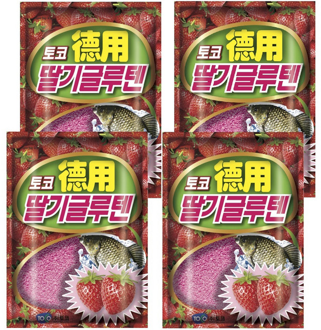 토코 딸기글루텐 덕용 떡밥, 250g, 4개