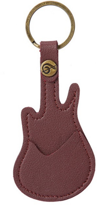 탑피아 고급 기타 모양 피크 홀더 다크브라운, 1개