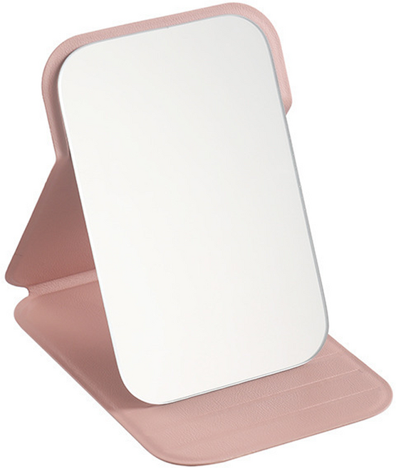 쿠미핸즈 접이식 홈 탁상 거울 미디엄, 핑크
