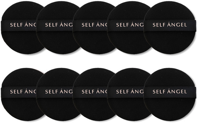 셀프천사 미니 쿠션 퍼프 메이크업 화장 스펀지, 블랙, 10개