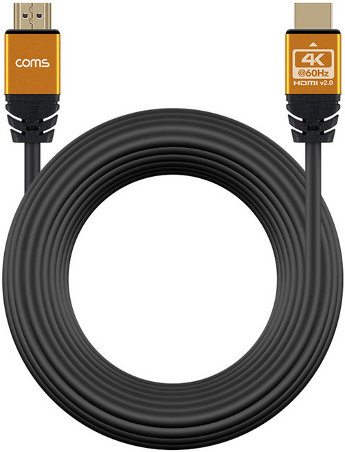 Coms 金色旋鈕纖薄 HDMI V2.0 傳輸線 Gold Metal 4K 60Hz UHD BS095, 1個, 15m