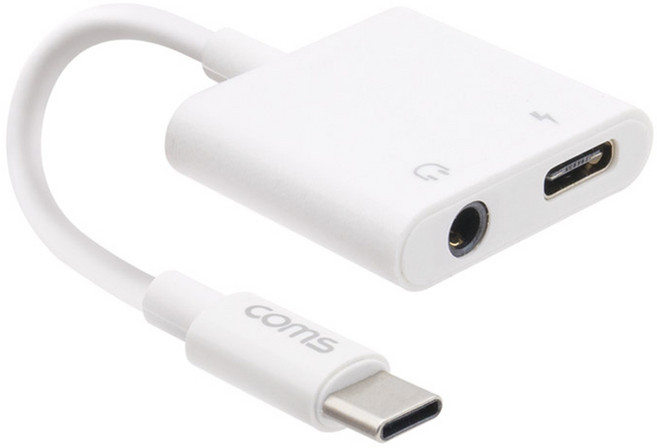 컴스 USB 3.1 Type C 오디오 젠더 C타입 to 3.5mm 스테레오 충전 이어폰 젠더, GS118, 화이트, 1개