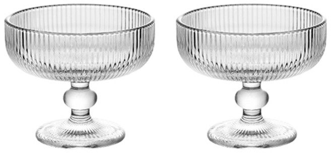 프렌치마르스 유리 클래식 홈카페 다용도 고블렛잔 C타입 320ml, 투명, 2개