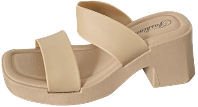 엘쏘 여성용 더블라인 스트랩 미들힐 샌들