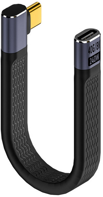 컴스 A타입-C타입 USB 4 MF 40Gbps E Marker 240W 8K 60Hz 젠더 꺾임 연장 케이블 TB807, 1개, 14cm
