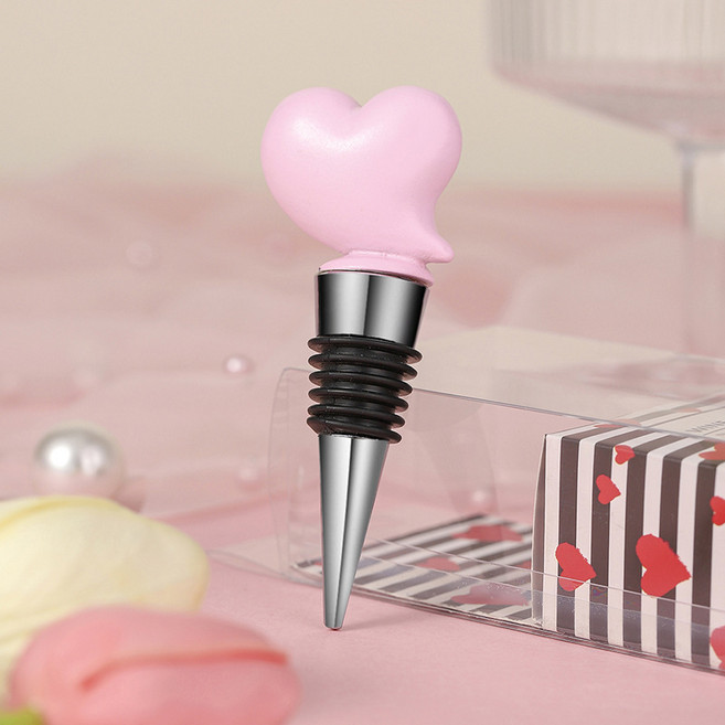 미소로운 화이트데이 러블리 와인 스토퍼 style1, 하트 핑크, 1개