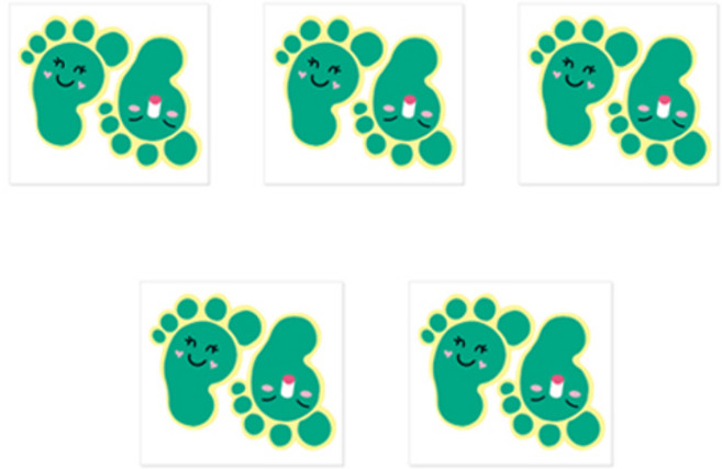 바닥꾸미기 야광 미끄럼방지 발바닥 스티커 2종 x 5p 세트, 2 통통초록(F-152)