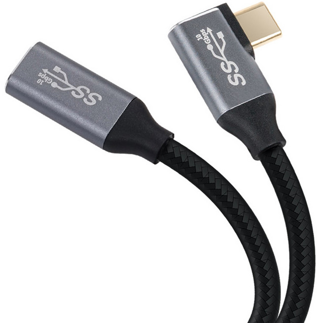 컴스 C타입-C타입 USB 3.1 GEN 2 PD 고속충전 4K 60Hz UHD 10G 데이터 전송 메쉬 꺾임 연장 케이블 JA074, 1개, 25cm