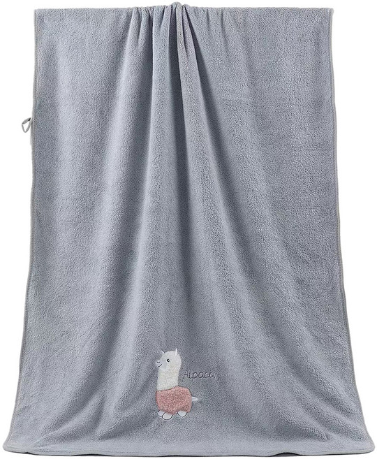원이네 귀여운 양 디자인 바스타월 70 x 140 cm, 그레이, 1개