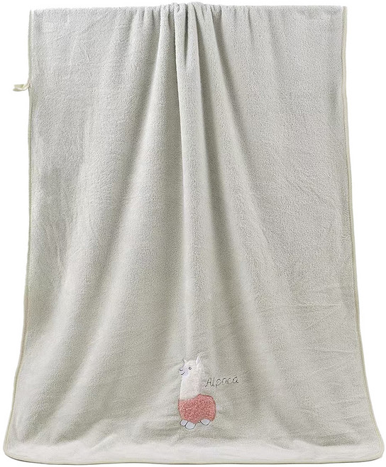 원이네 귀여운 양 디자인 바스타월 70 x 140 cm, 그린, 1개