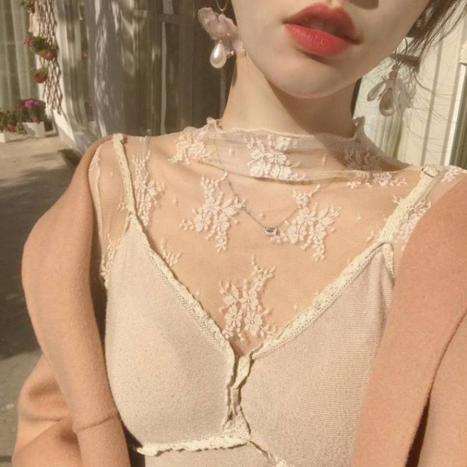 I'M MONG 女款Nagru透視網紗層次內搭T恤