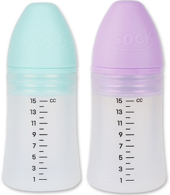 지엠팜 쏘옥 실리콘 투약병 2종 세트 15ml 민트 퍼플, 1세트