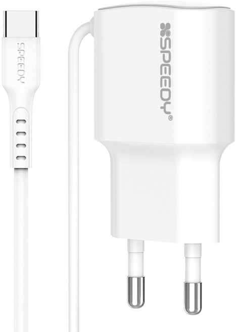 스피디 5V 1.2A C타입 케이블 일체형 충전기, 화이트, 1개