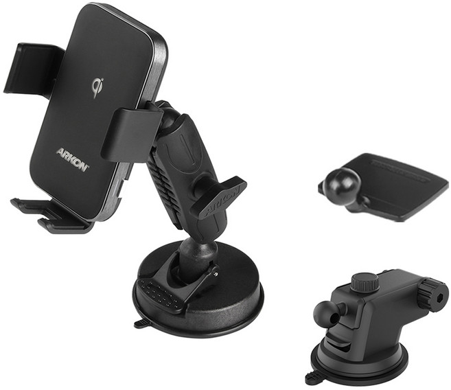 ARKON FOD2 로버스트 차량용 유리 대쉬 듀얼코일 무선 충전 휴대폰 거치대, 블랙, DWCRM379