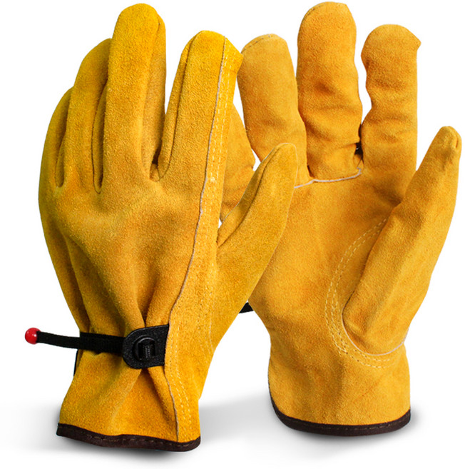 루아즈 캠핑 BBQ 가죽 장갑 양손착용 세트 옐로우, 1세트