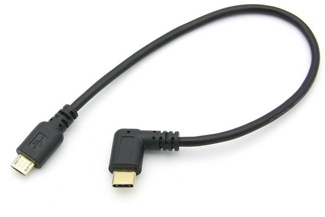 컴스 USB C타입-마이크로 5핀 꺾임 젠더 NA687, 25cm, 블랙, 1개