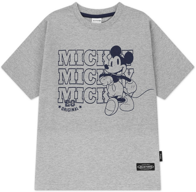 젤리스튜디오 아동용 디즈니 미키 마우스 심플 배색 파이핑 티셔츠