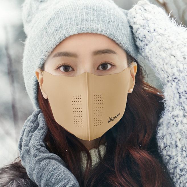 네이팡 기모 클로즈 방한 마스크, 다크스킨, 1개