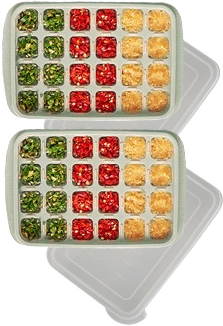 집사람 이유식 24구 큐브 용기, 200ml, 그린, 2개