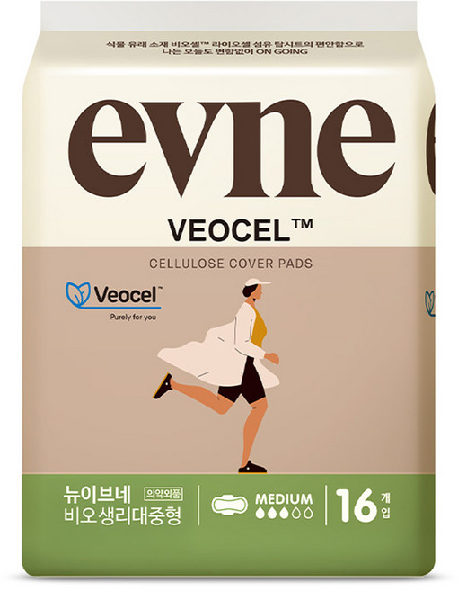 이브네 뉴 비오셀 생리대 날개형, 중형, 16개입, 1개