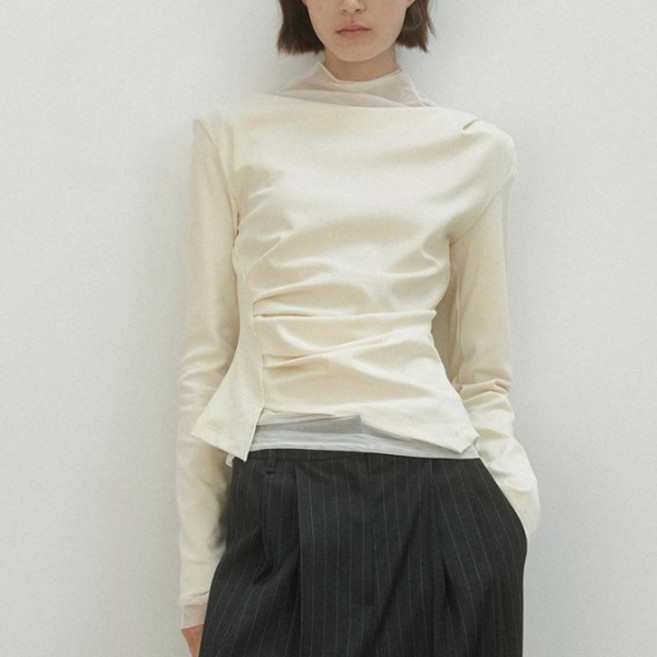 아틀리에나인 여성용 론드2 웨이스트 턱 블라우스 Z-BL-4287