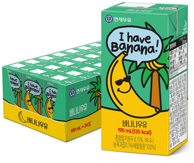 연세우유 바나나 우유, 190ml, 24개