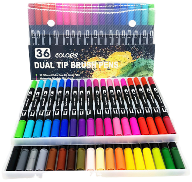 쿠말 캘리그라피 컬러 붓펜 브러쉬펜 36색 세트, 혼합색상, 1개