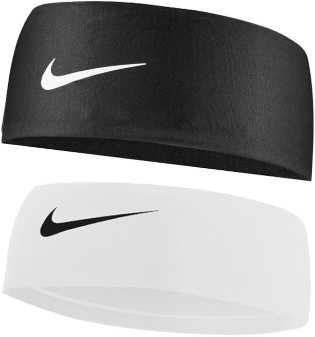 나이키 드라이 핏 헤어밴드 2종 세트, 블랙, 화이트, 1세트