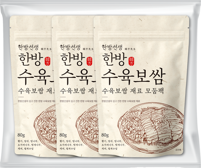 한방선생 수육 보쌈 재료 티백, 80g, 3개