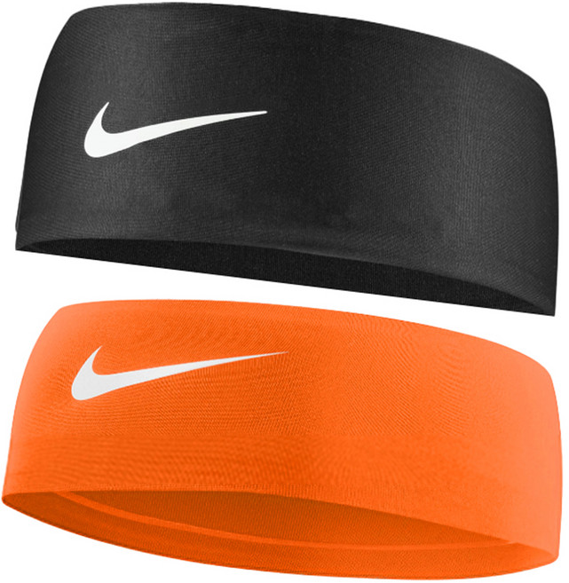 나이키 드라이 핏 헤어밴드 2종 세트, 블랙, 오렌지, 1세트