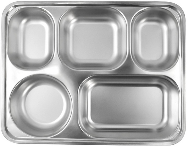 키친유 깊은 5구 스텐 식판, 1개, 실버