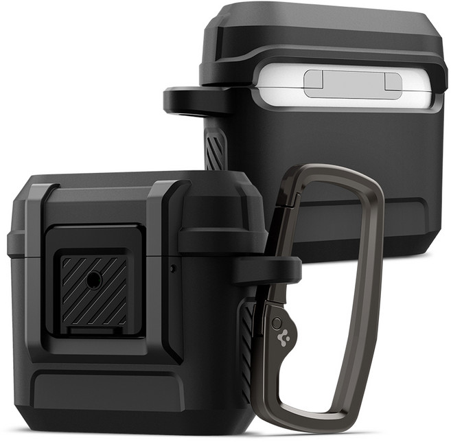 슈피겐 에어팟 락핏 케이스 + 키링 세트, 에어팟4, 매트블랙, 1개