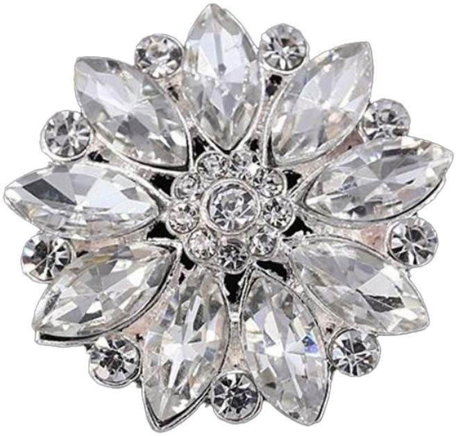 쿠미핸즈 큐빅 플라워 단추 29mm 구성 B, 실버, 5개