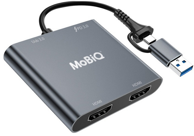 모비큐 C타입 맥북 듀얼 HDMI 4in1 USB 3.0 PD 100W 멀티허브 EM-42HP, 1개