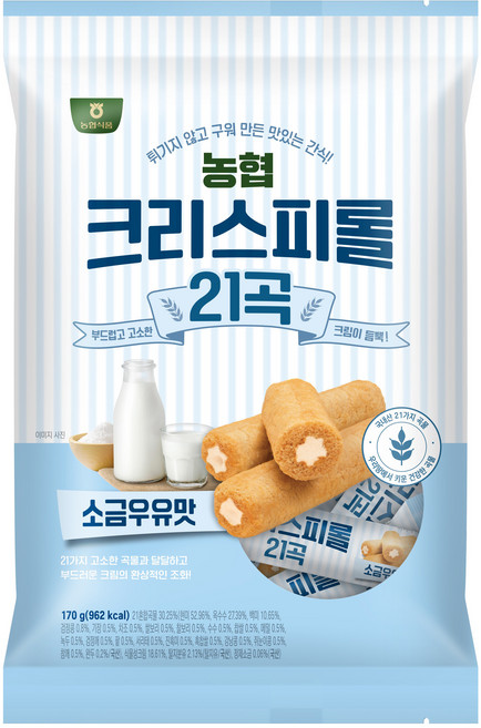 농협식품 크리스피롤 21곡 소금우유맛, 170g, 1개