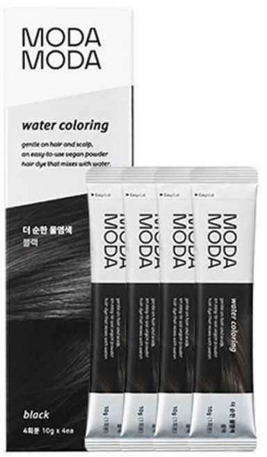 모다모다 더 순한 물염색 4p, 블랙, 1개