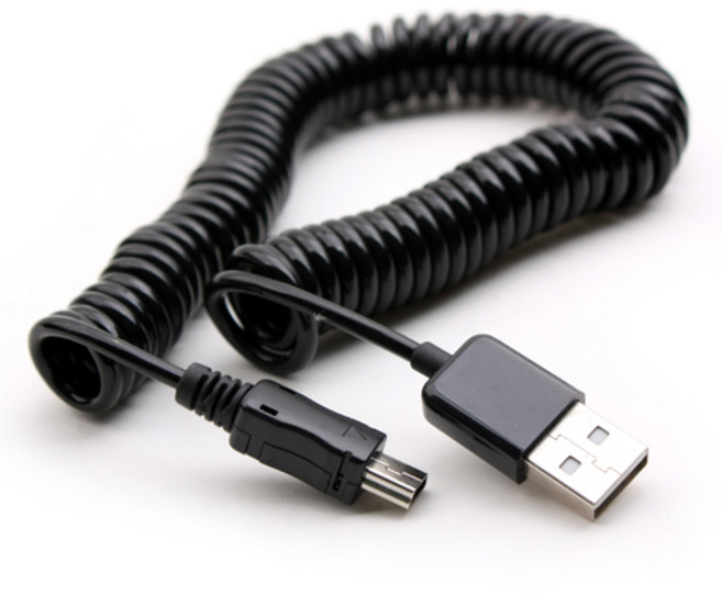 컴스 A타입-5핀 USB 2 to Mini 스프링 케이블 30cm~3m NA882, 1개