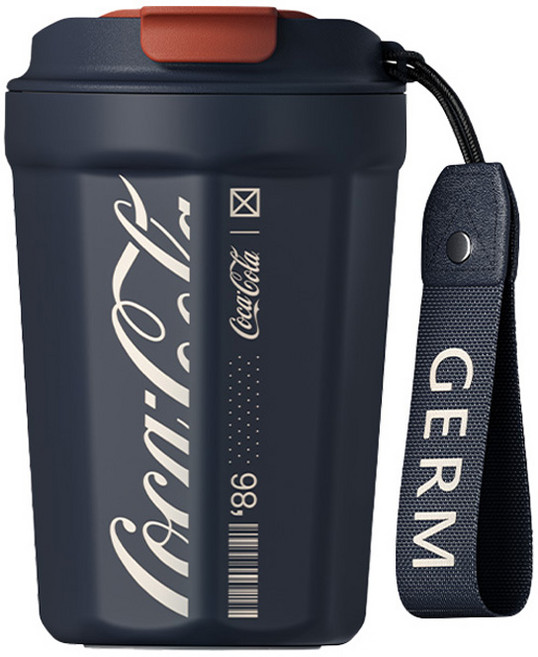 점 코카콜라 옥타곤 진공 텀블러, 네이비블루, 390ml, 1개