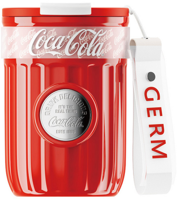 점 코카콜라 배지 진공 커피컵, 레드, 400ml, 1개