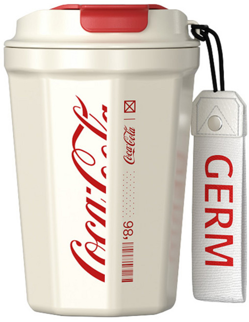 점 코카콜라 옥타곤 진공 텀블러, 화이트, 390ml, 1개