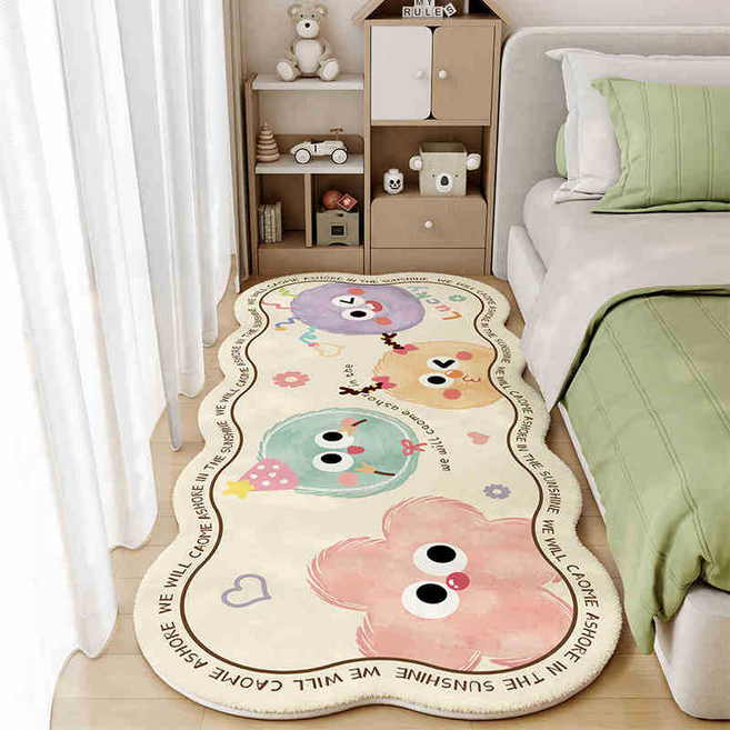 쿠미핸즈 패브릭 주방 거실 침실 발매트, 방울핑크