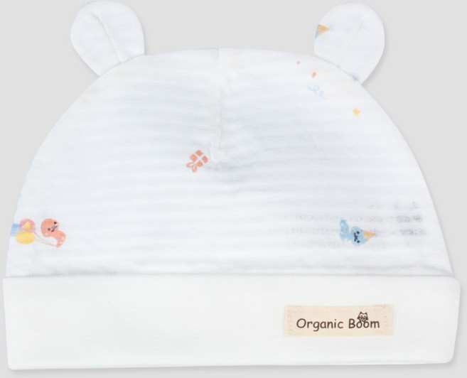 오가닉붐 유아용 청사해 뱀띠 여름용 곰돌이모자