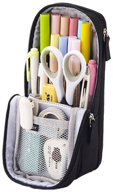 아트조이 스탠딩 2단 필통, 블랙, 1개