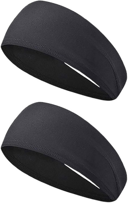 잇곰 와이드 스판 스포츠 헤어밴드 두건, 블랙, 2개