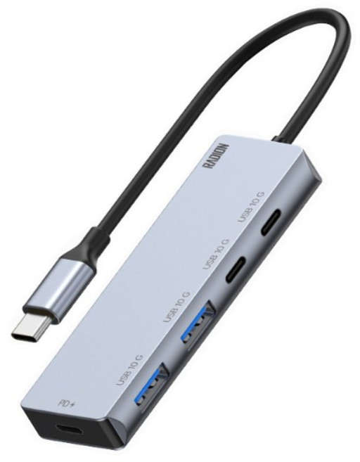 Radion USB-C型 5埠 3.2 GEN2 10G PD 100W 多功能集線器, 單一顏色, 1個