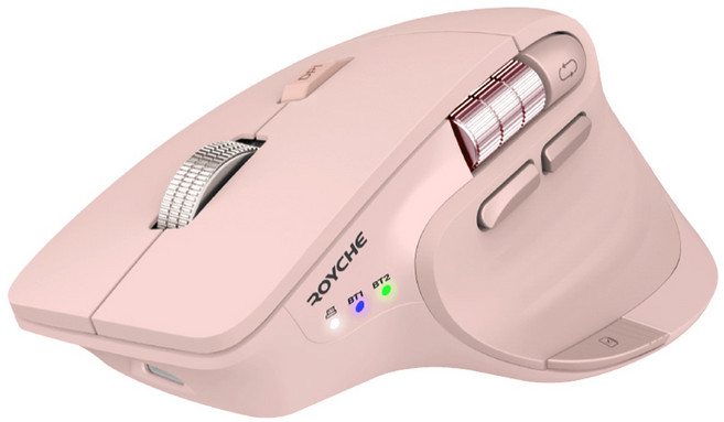 로이체 프리미엄 오피스 마스터 스마트 스크롤 멀티페어링 충전식 블루투스 무선 마우스 RX-900S PK, 핑크